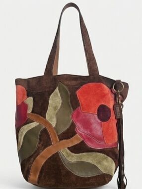 RARE Vintage 2006 Coach Limited Edition "Poppy for Peace" Suede Tote 9259 - EUC